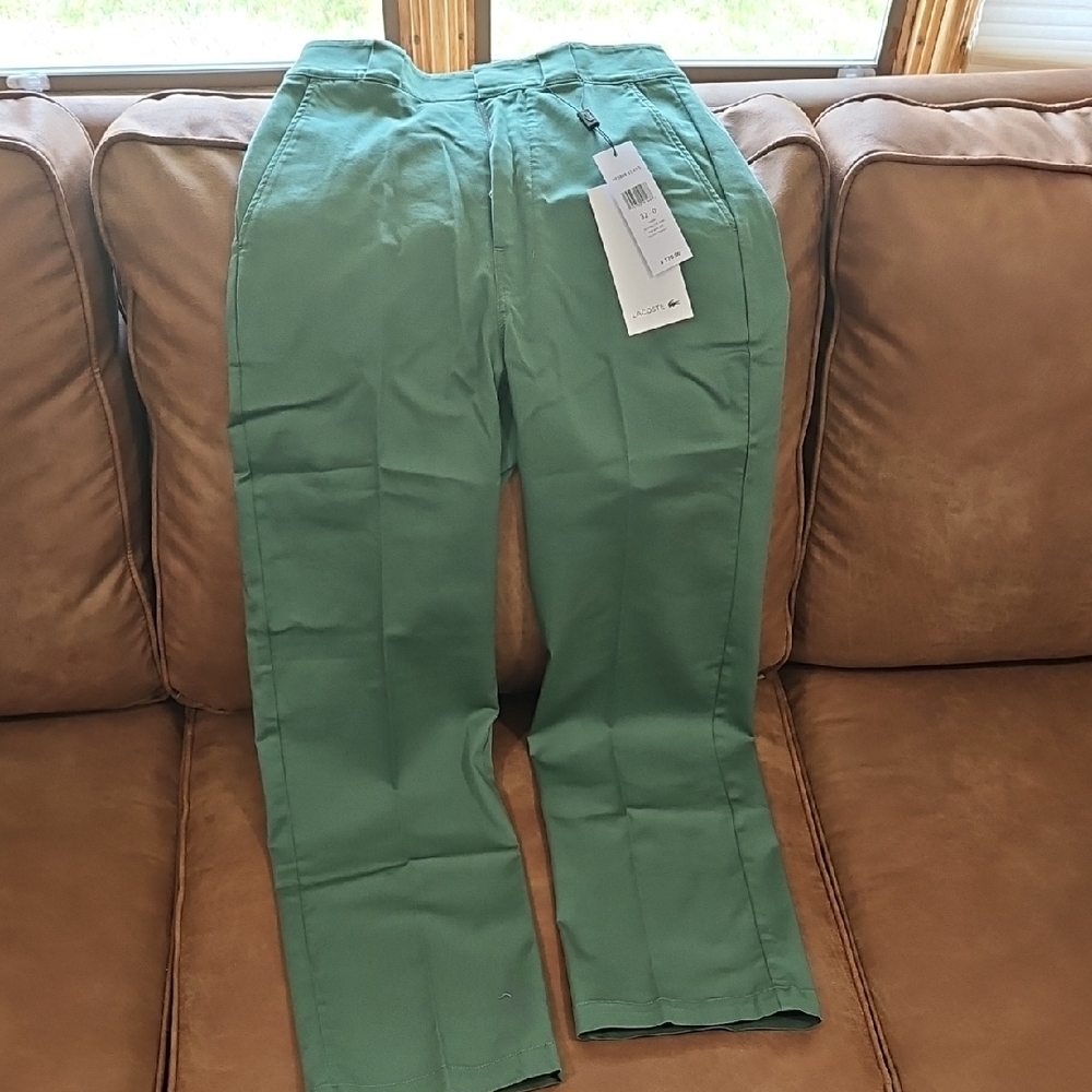 Lacoste Women's Neo Heritage Straight Fit Solid Trousers Sz 32-0 NWT